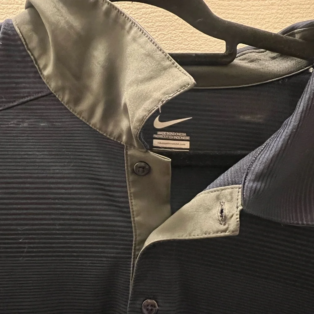 Nike Dri-Fit Polo Shirt Mens 3XL Tall (3XLT) Navy Striped Athletic Golf Casual